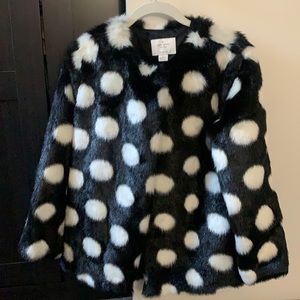 Youth Kate Spade Polka Dot Faux Fur Coat